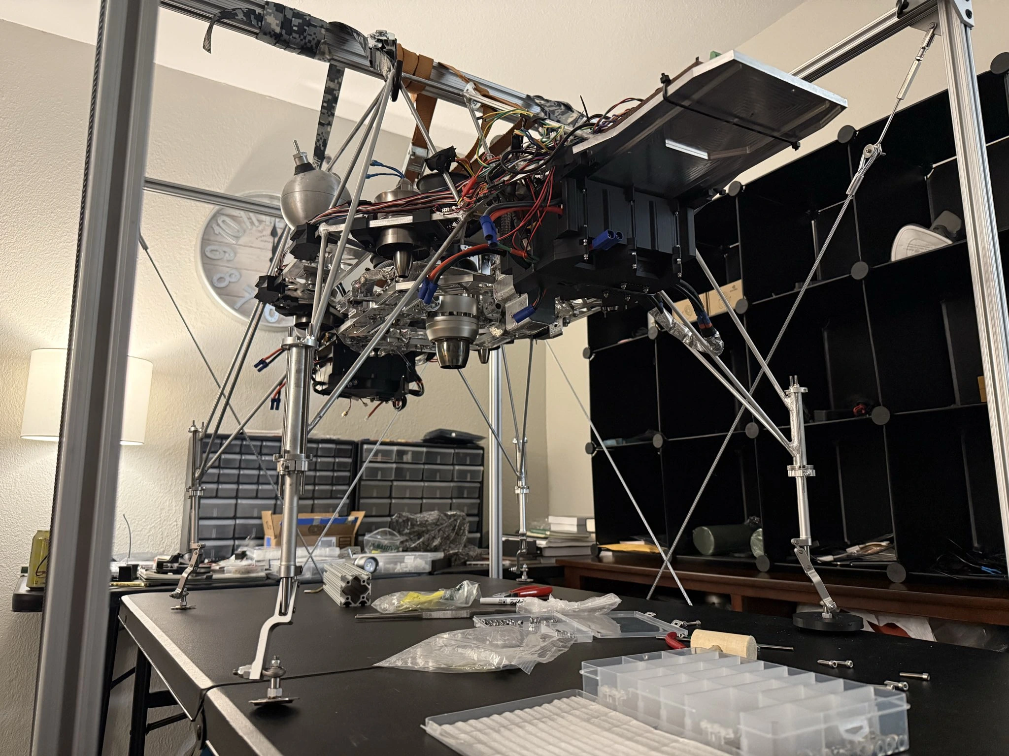 Top view of LFED during electronics integration before a static test