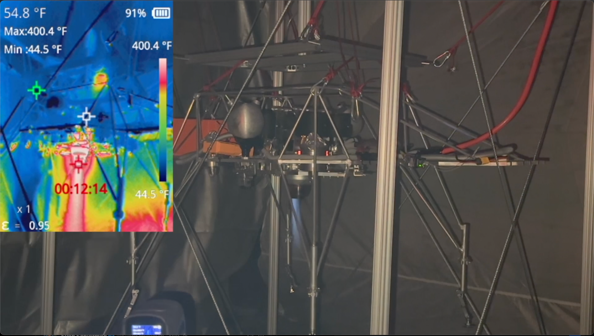 Thermal view during a turbine static test